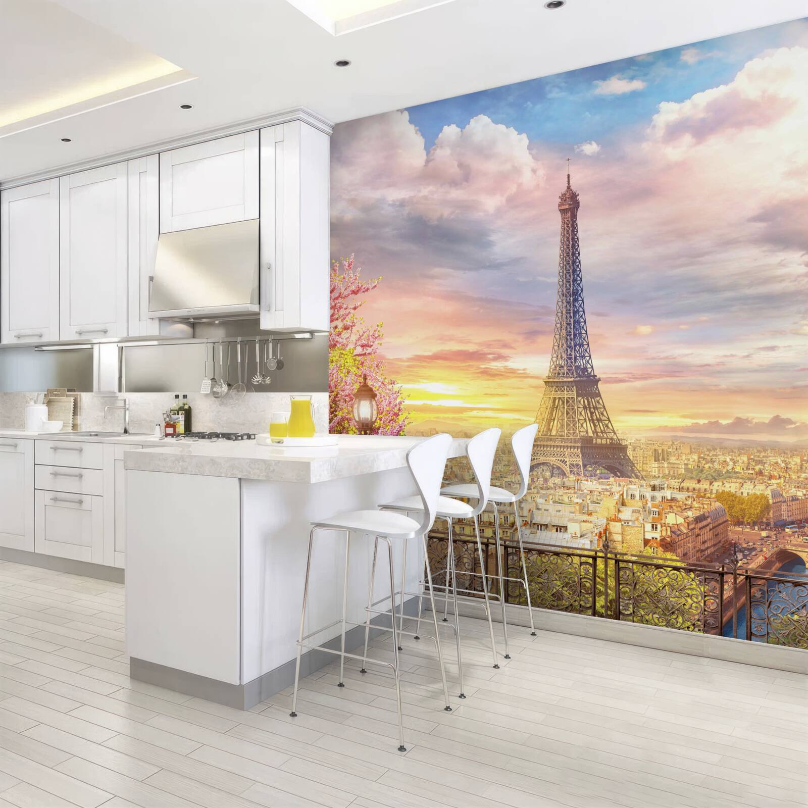 Fototapet panorama înnorată a turnului eiffel