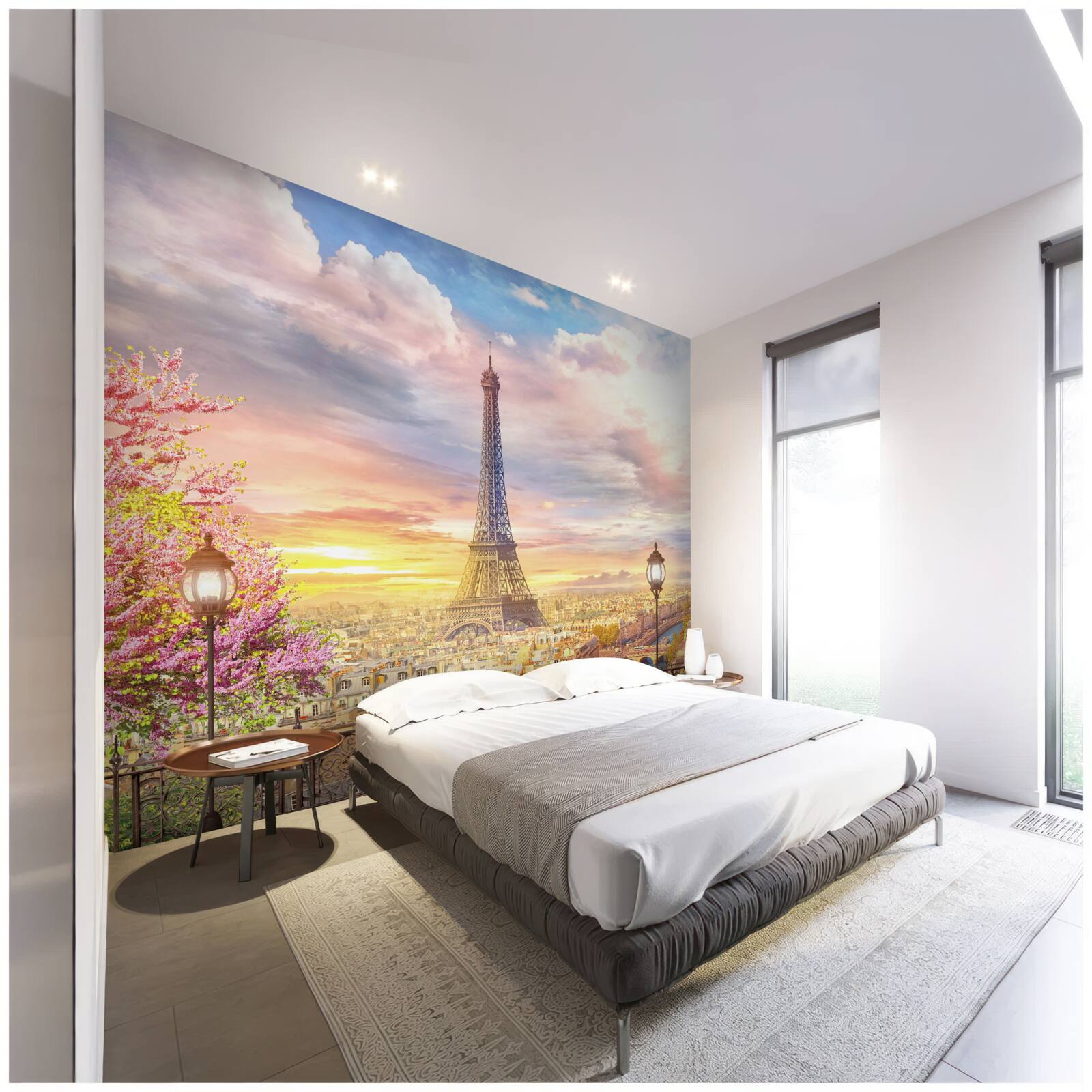 Fototapet panorama înnorată a turnului eiffel