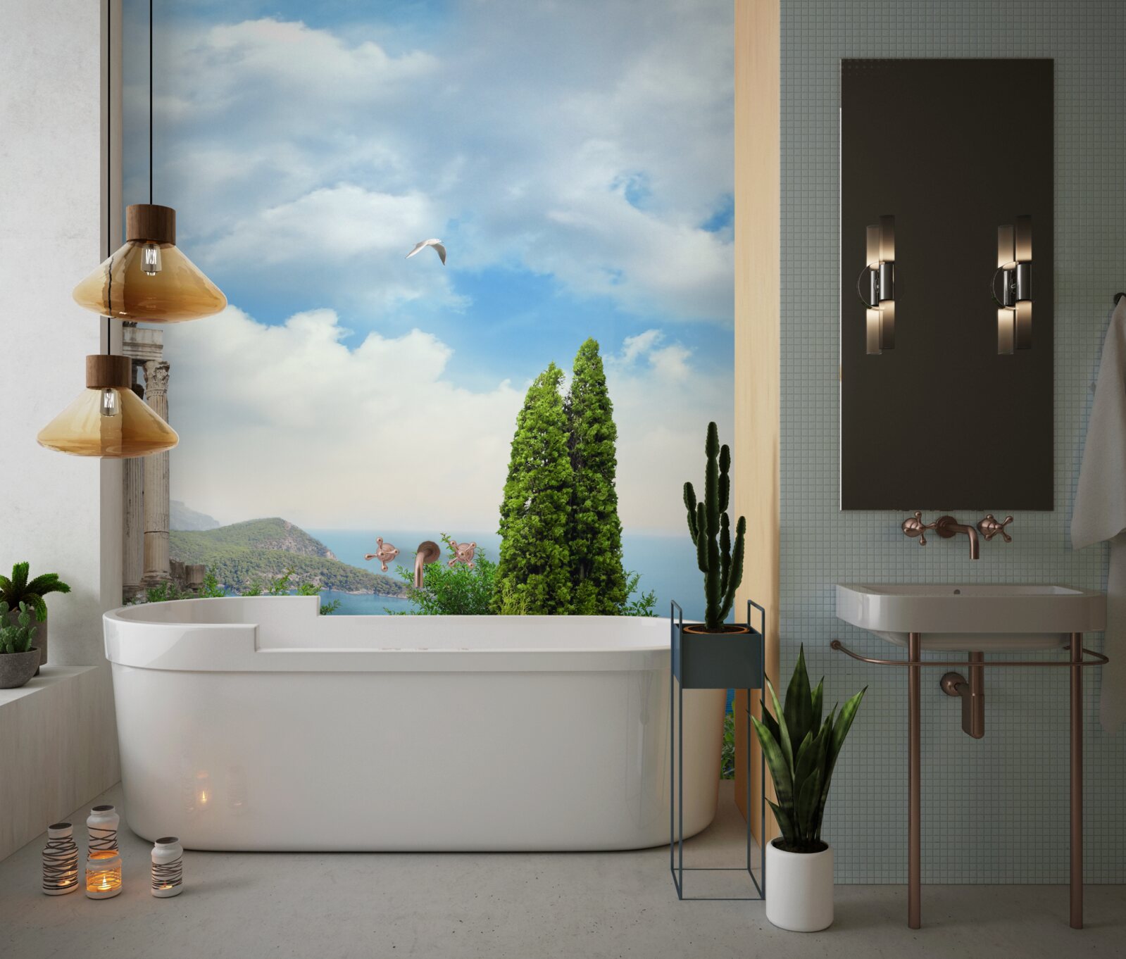 Fototapet vedere la peisajul frumos de la balcon