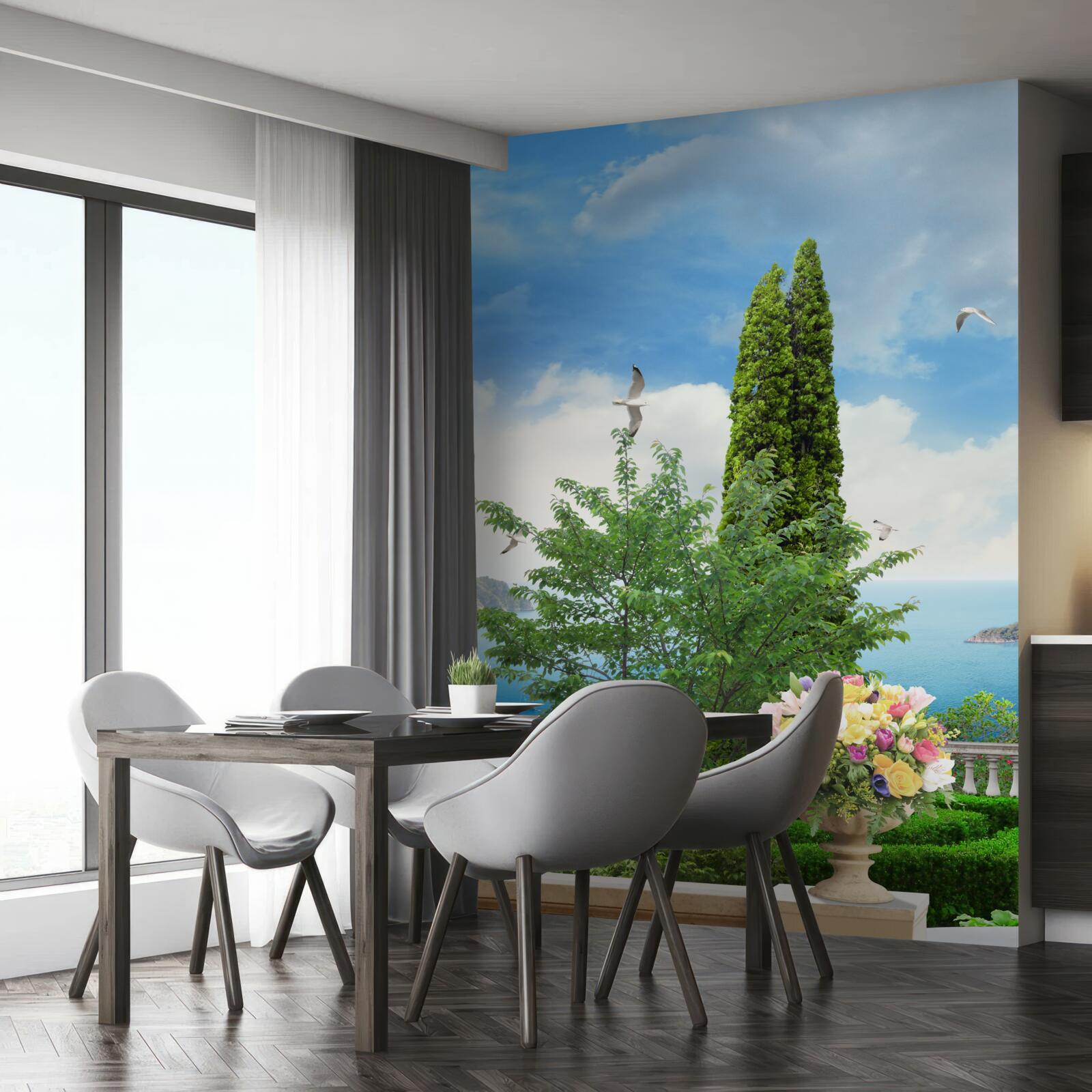 Fototapet flori la ghiveci