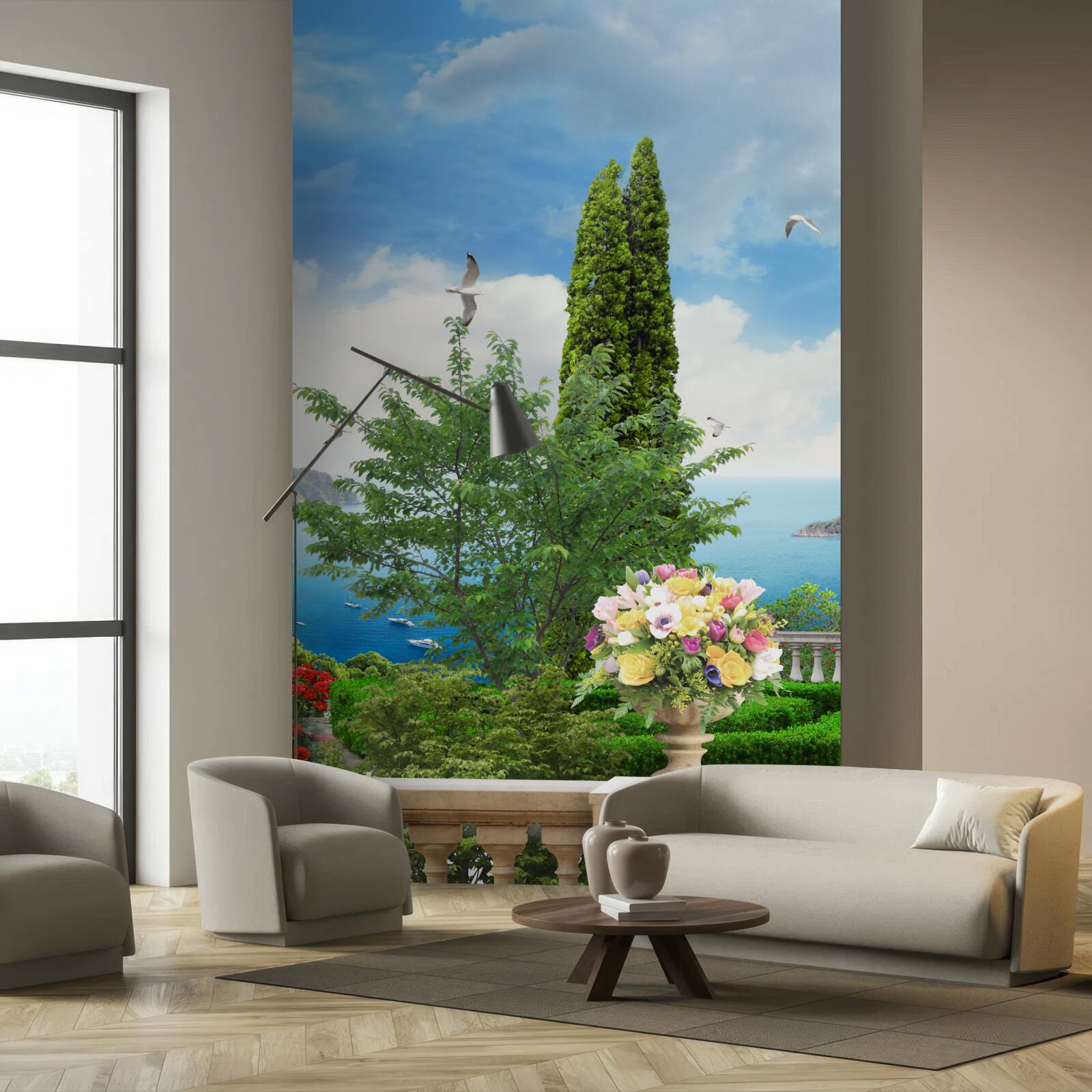 Fototapet flori la ghiveci