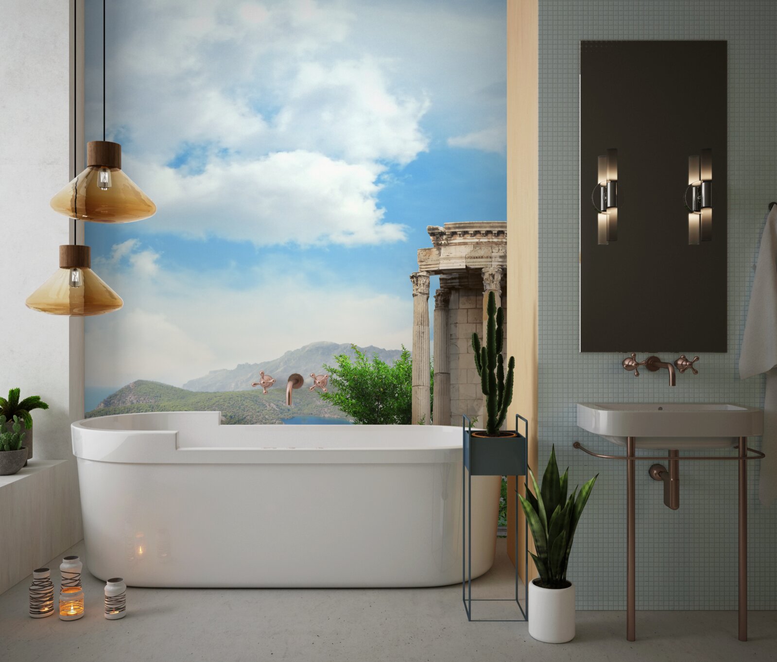 Fototapet instalație de apă în grădină