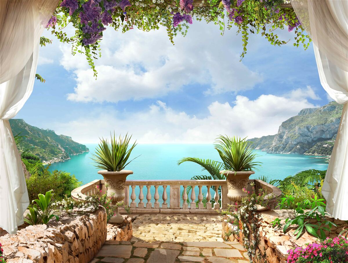 Fototapet balcon confortabil cu plante