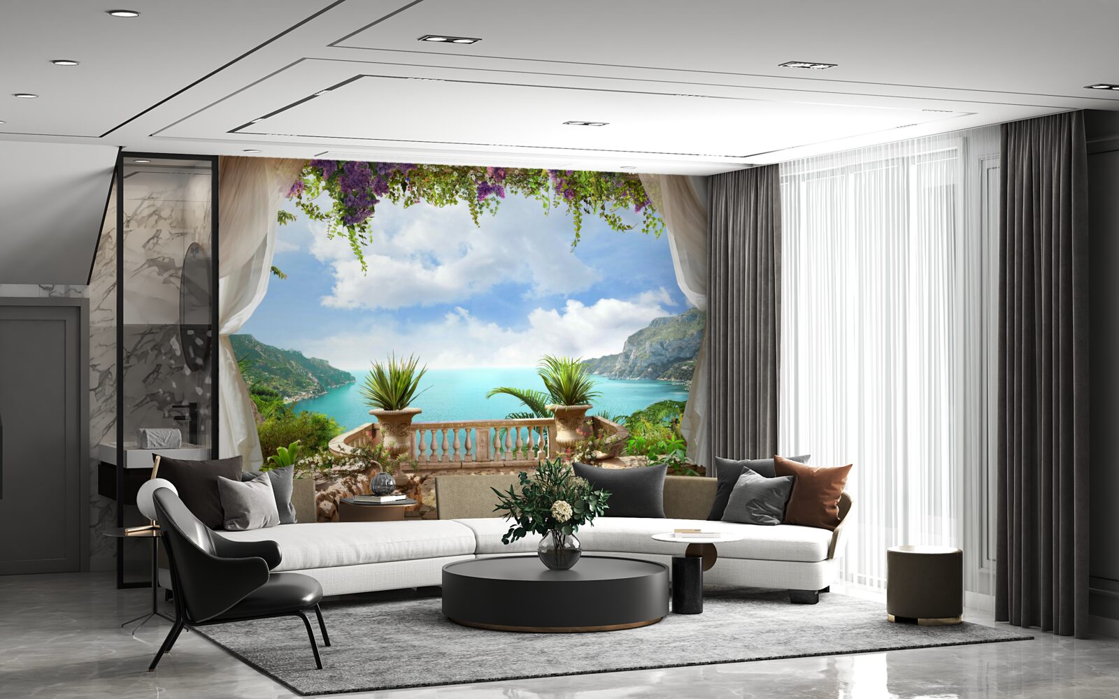 Fototapet balcon confortabil cu plante