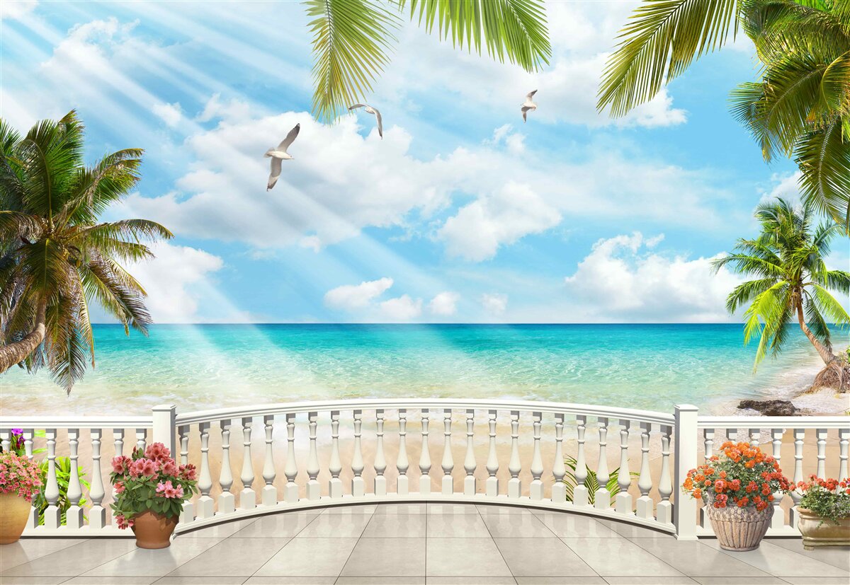 Fototapet loggie cu vedere la ocean