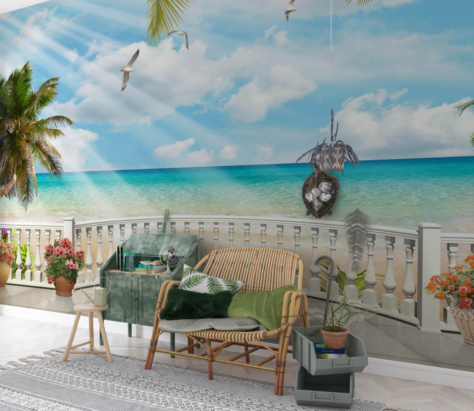 Fototapet loggie cu vedere la ocean