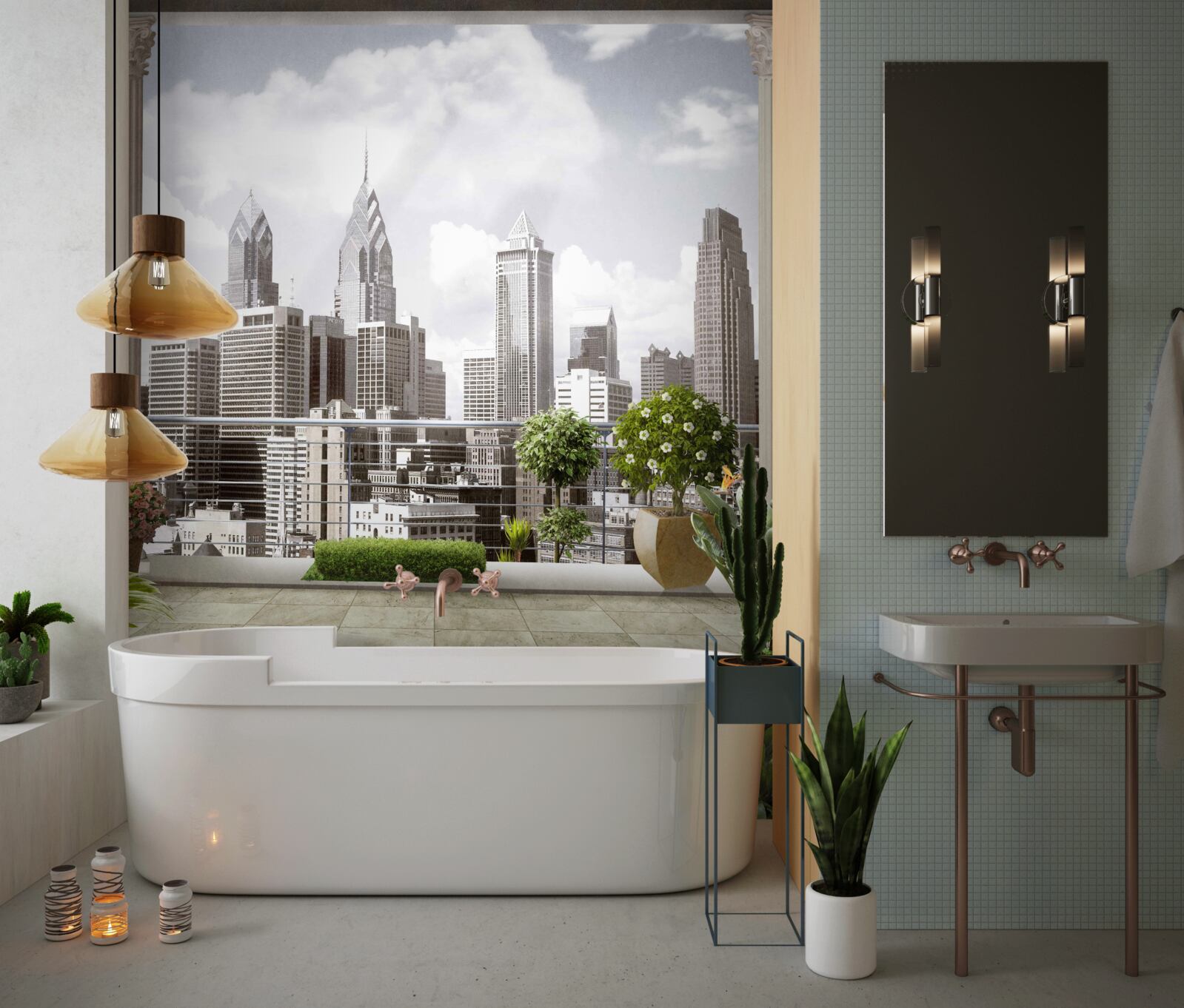 Fototapet peisajul zgârie-norilor urbani