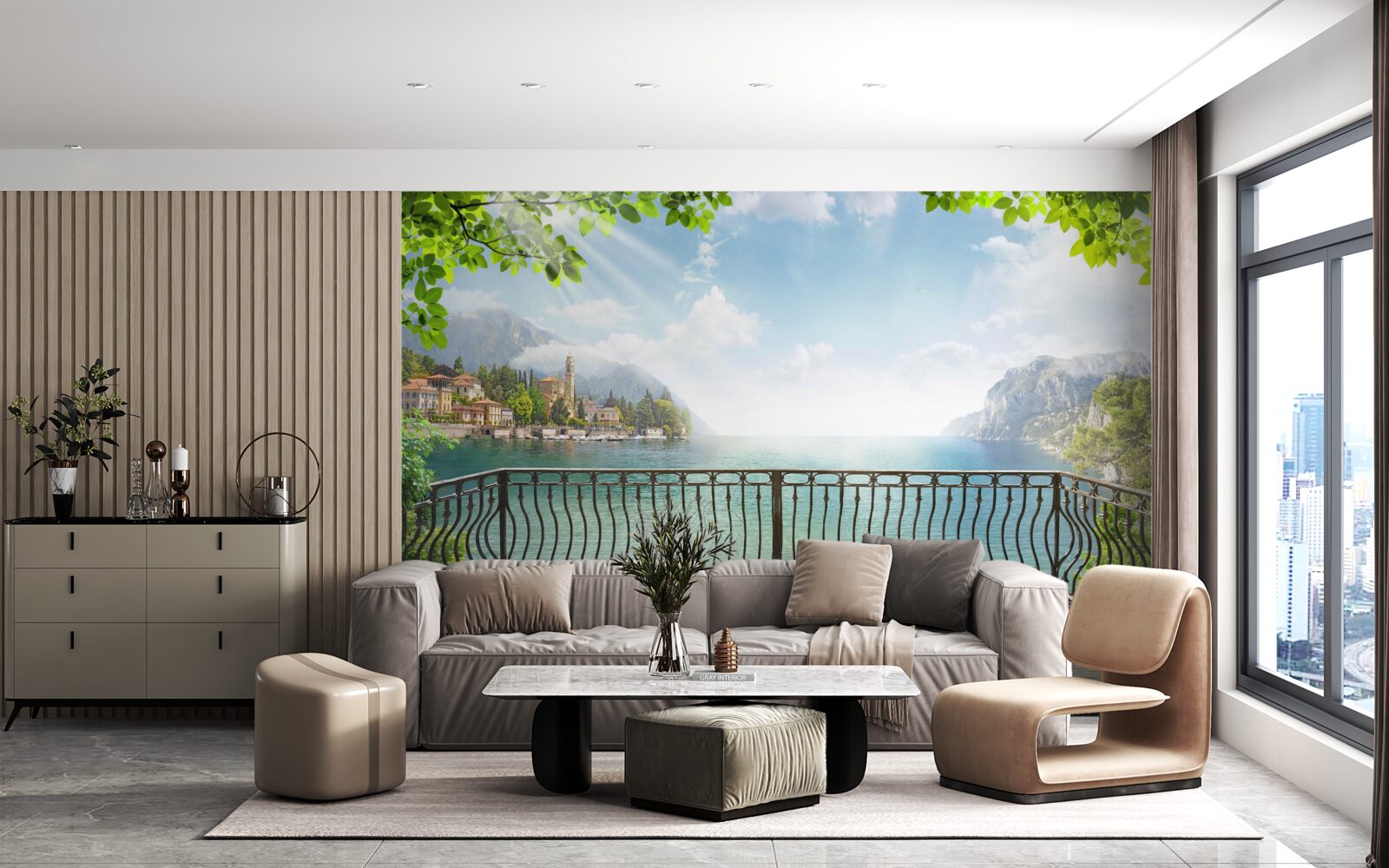 Fototapet panoramă de pe terasa deschisă