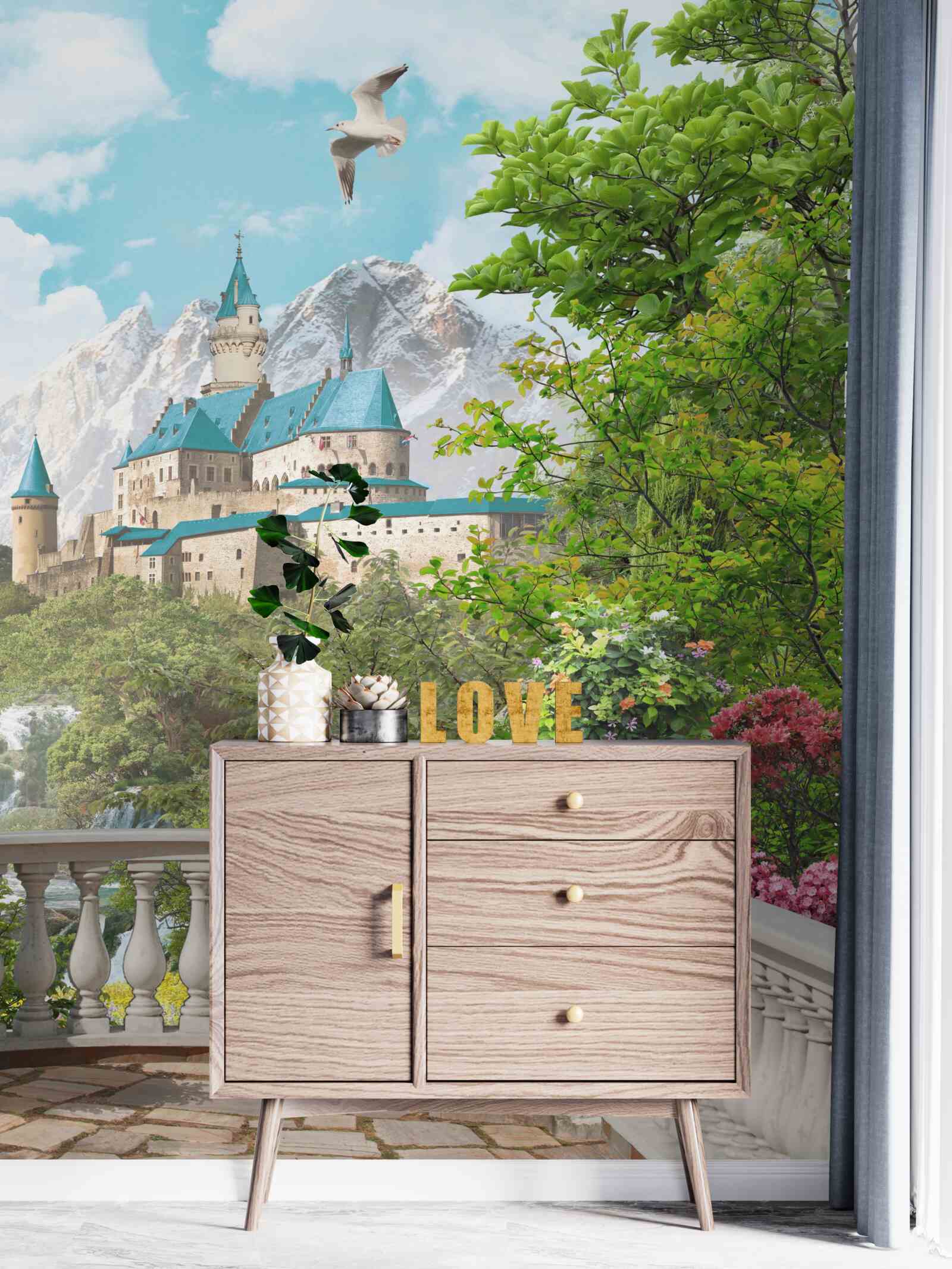 Fototapet loggia cu vedere la cetate