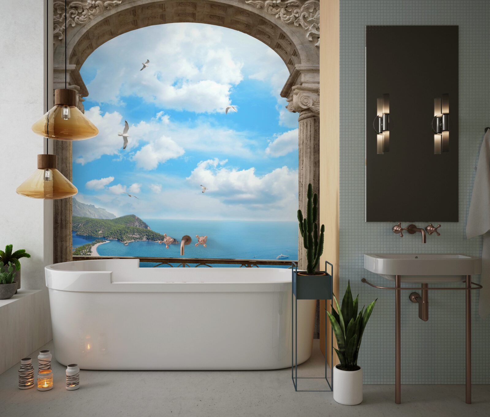 Fototapet balcon arcuit cu vedere la ocean