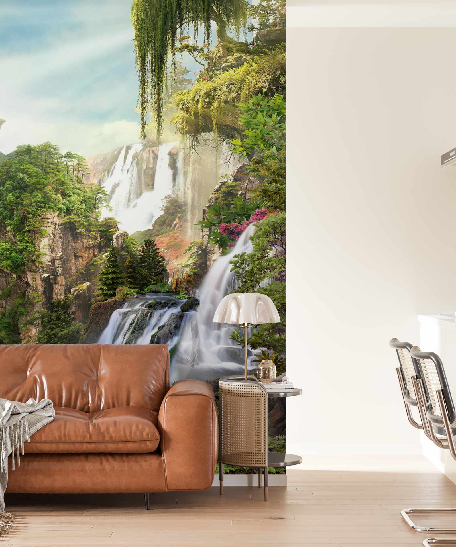 Fototapet verdeața înconjoară cascadele