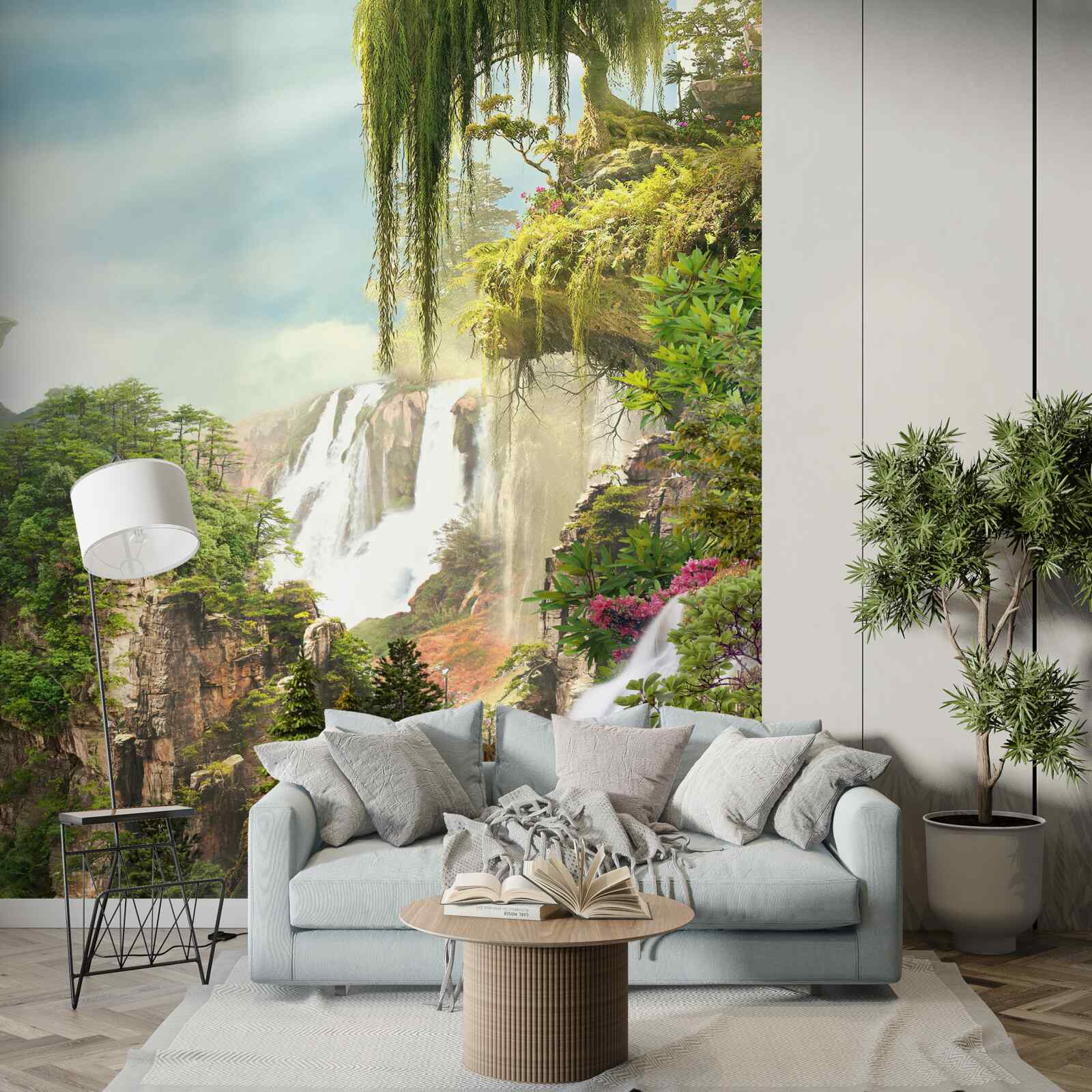 Fototapet verdeața înconjoară cascadele