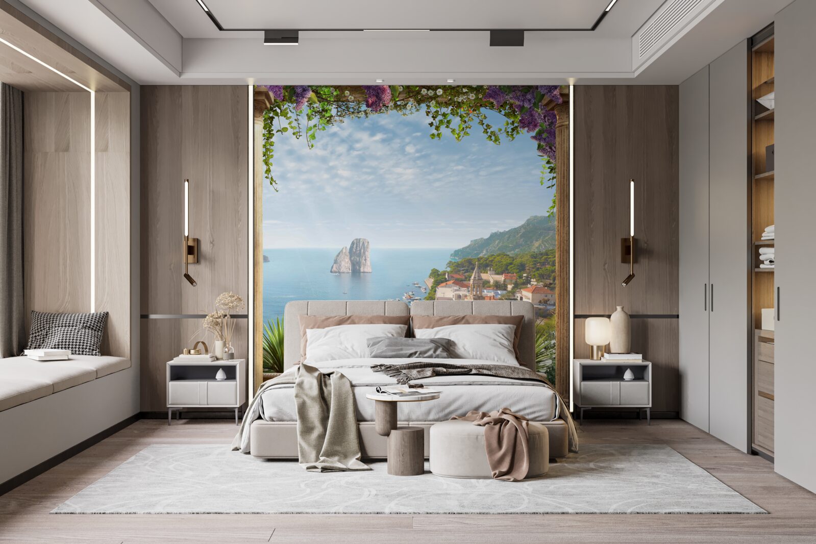 Fototapet panoramă a orașului istoric și a mării