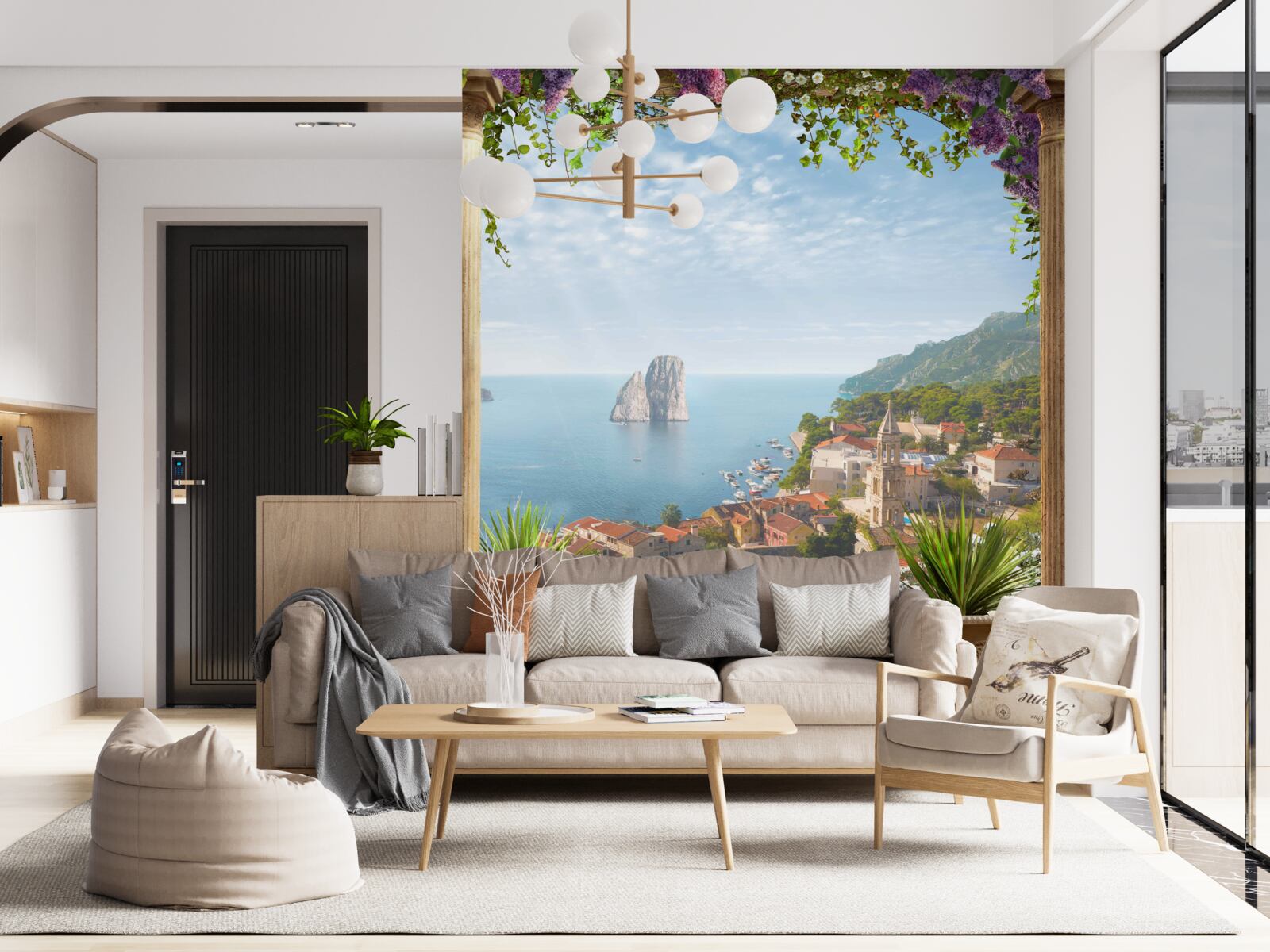 Fototapet panoramă a orașului istoric și a mării