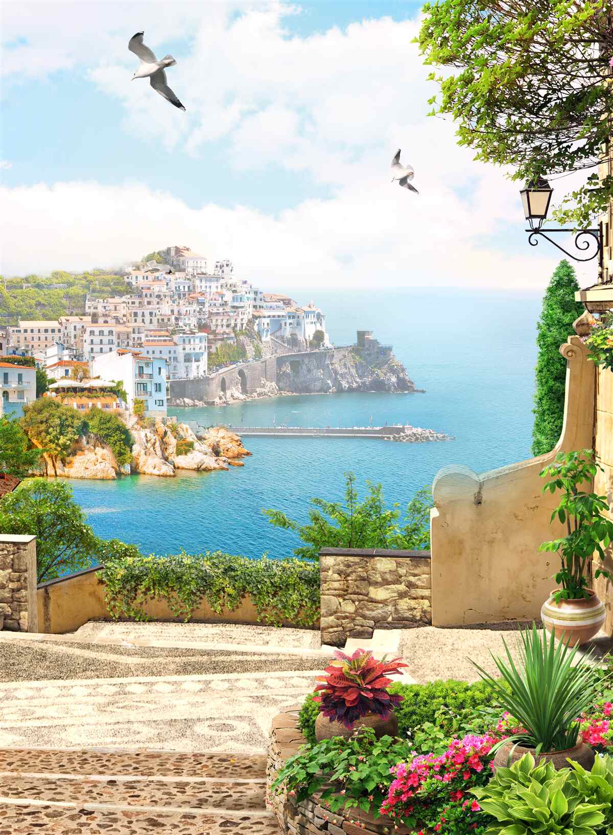 Fototapet case pe coastă