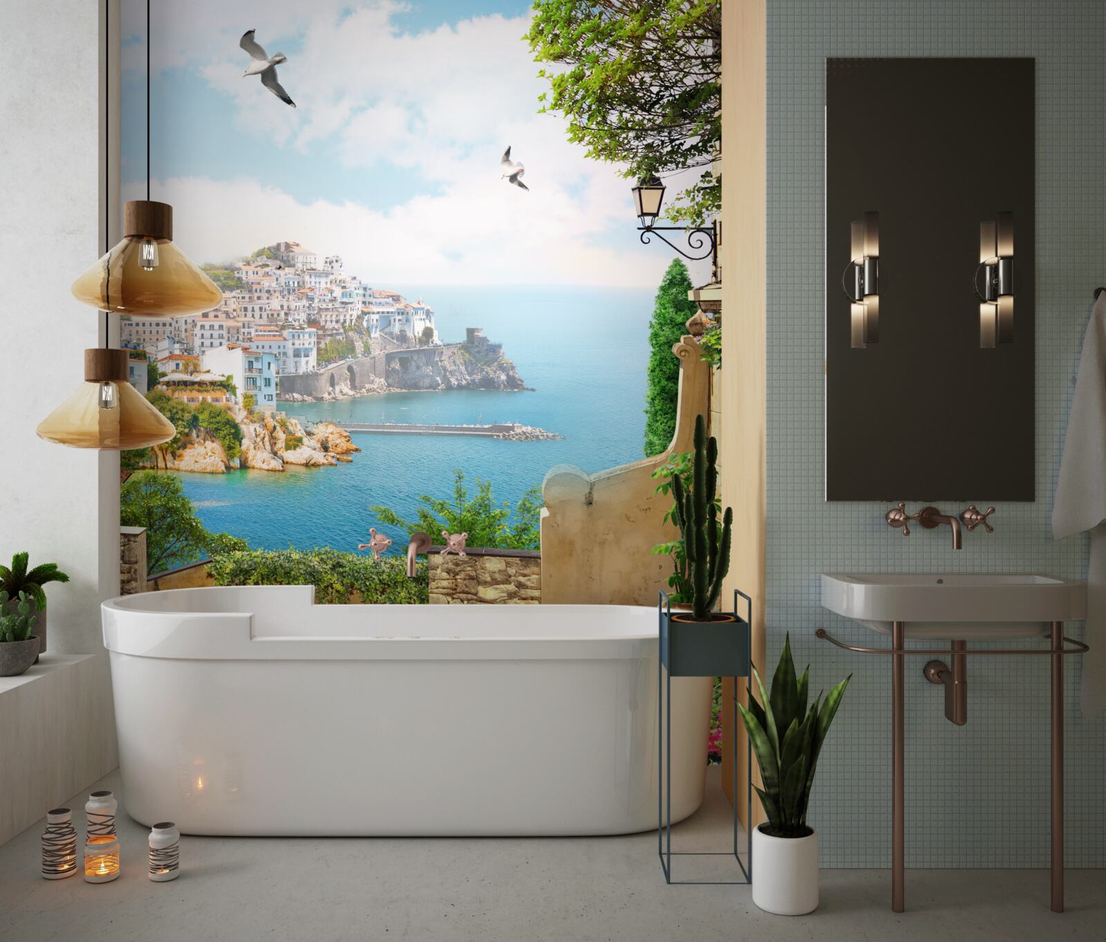 Fototapet case pe coastă