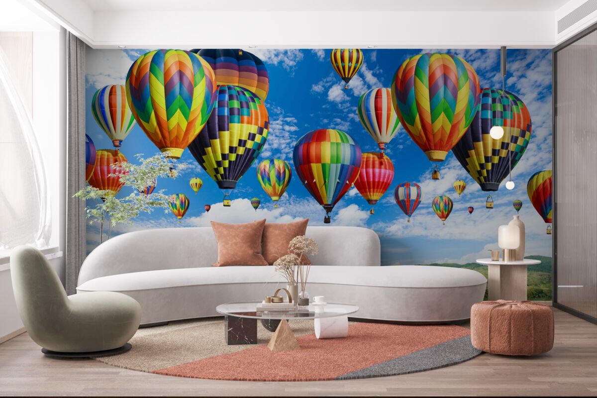 Fototapet procesiune de baloane de toate culorile