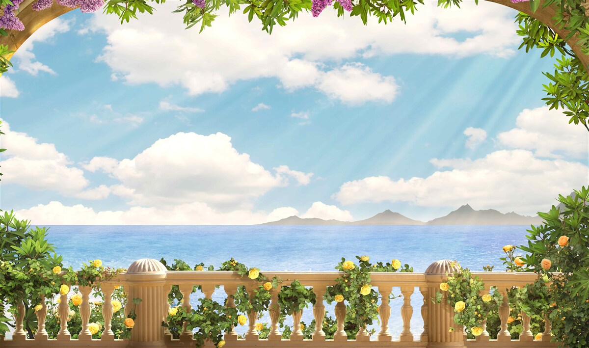 Fototapet panoramă de mare și cer înnorat