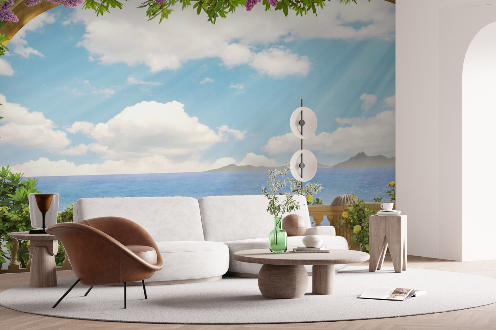 Fototapet panoramă de mare și cer înnorat