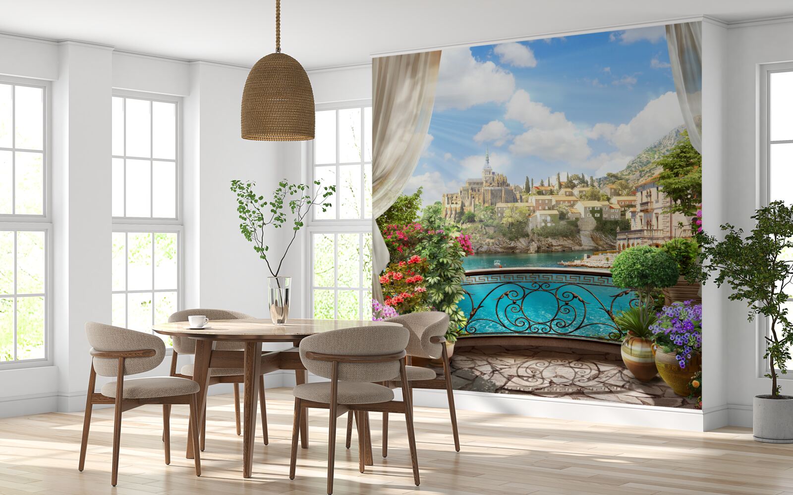 Fototapet vedere panoramică a orașului de la balcon