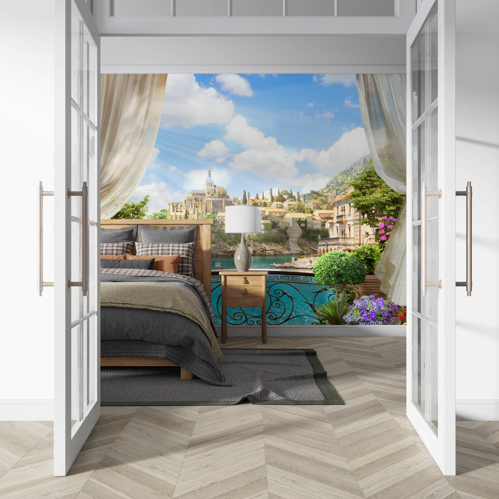 Fototapet vedere panoramică a orașului de la balcon