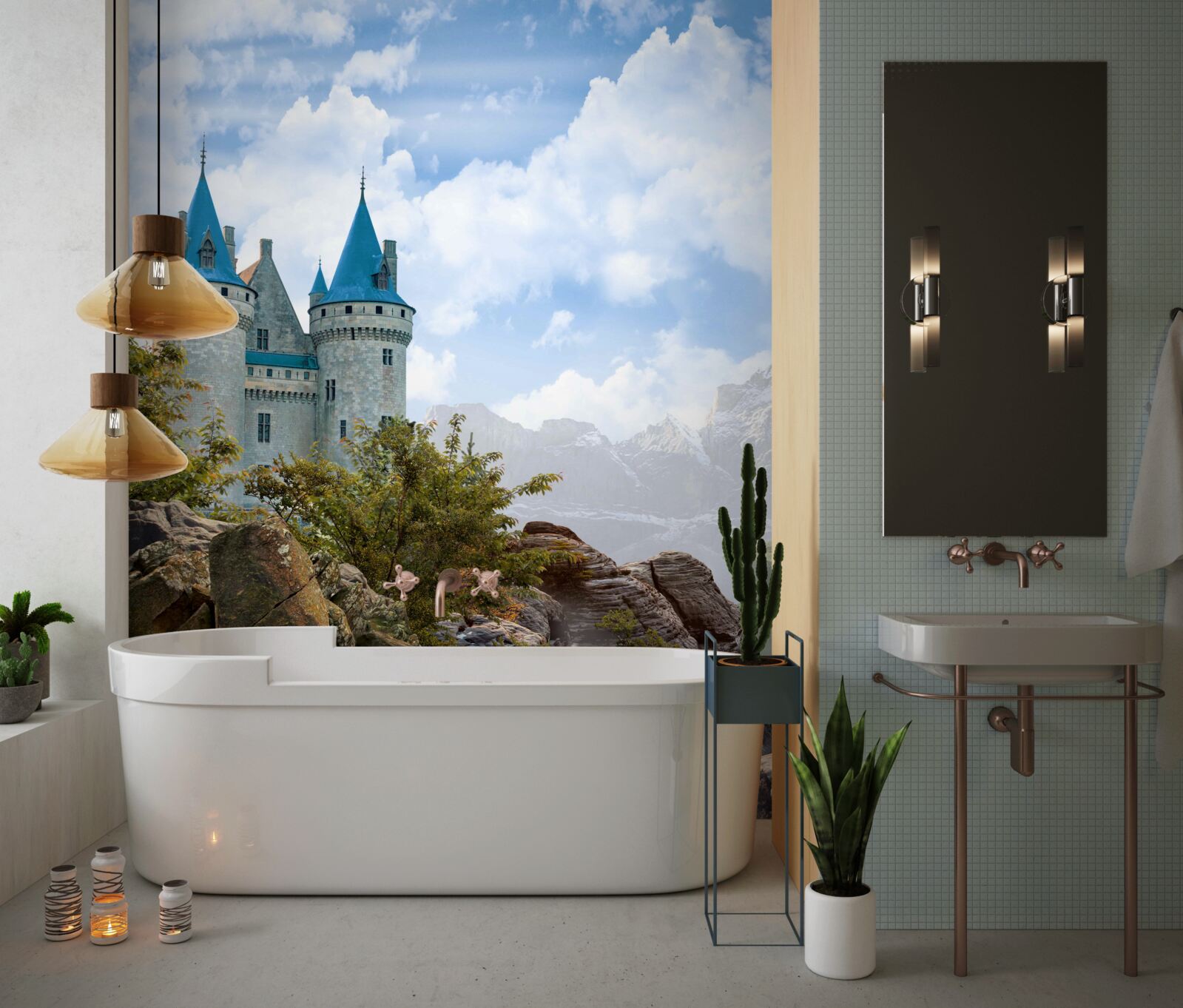 Fototapet un castel de basm săpat în stâncă