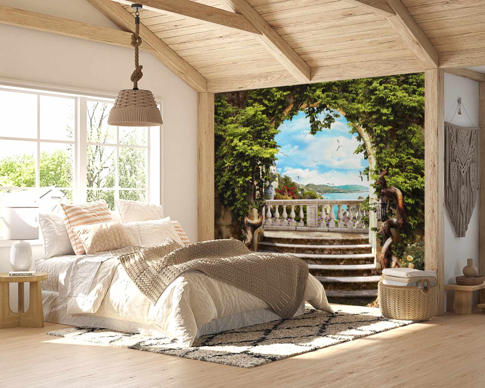 Fototapet scara care duce la balcon