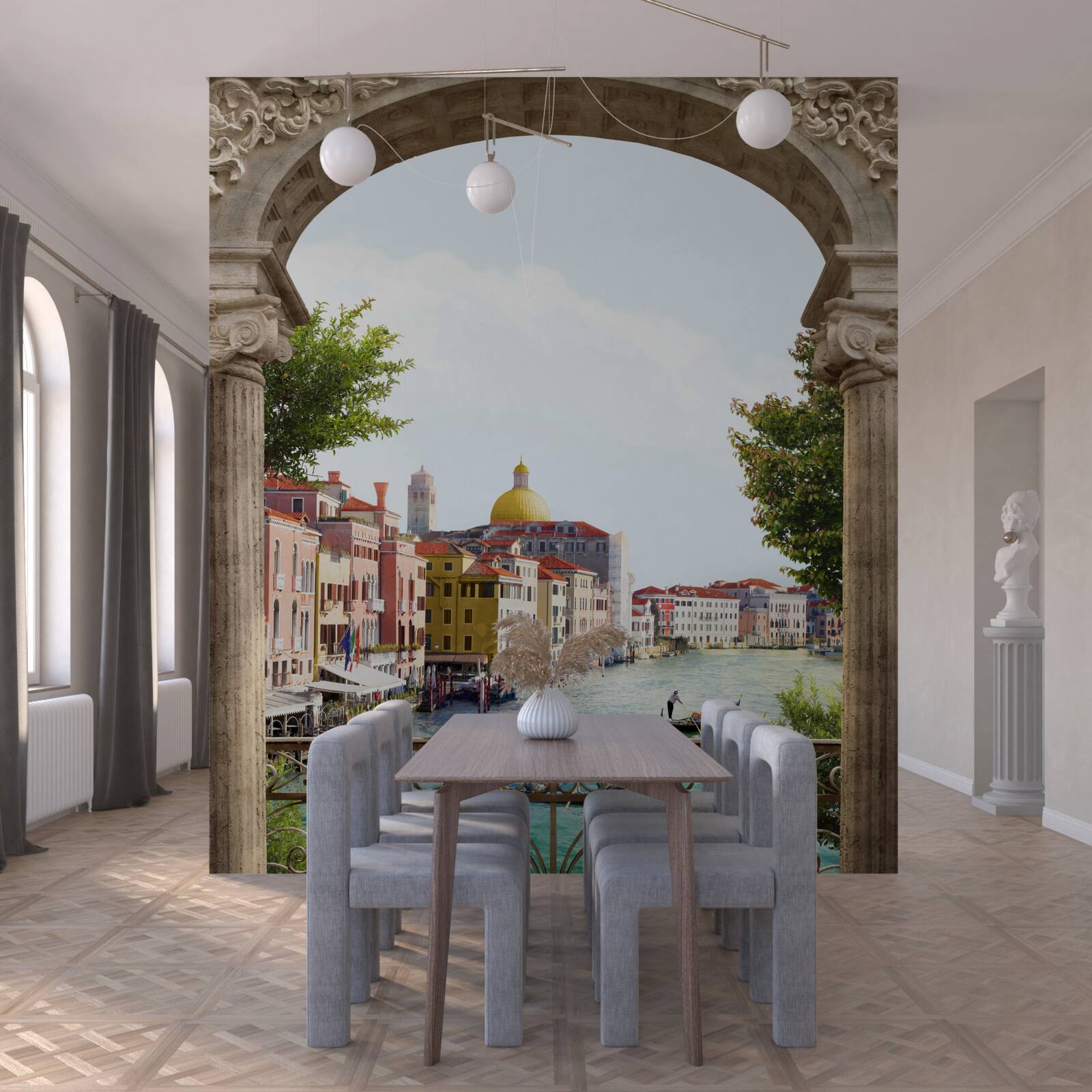 Fototapet Arcul de pe terasă și peisajul magnific