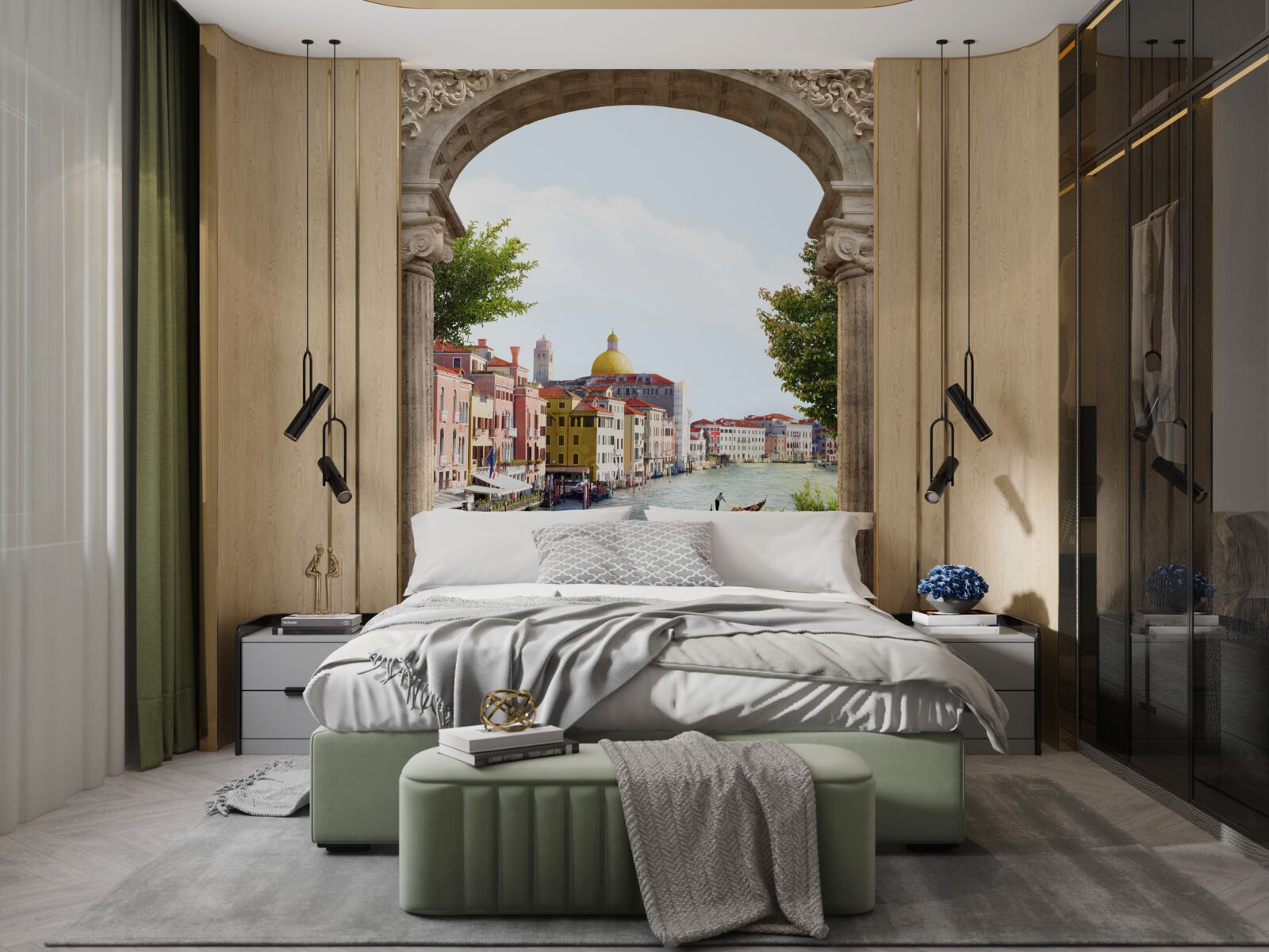 Fototapet Arcul de pe terasă și peisajul magnific