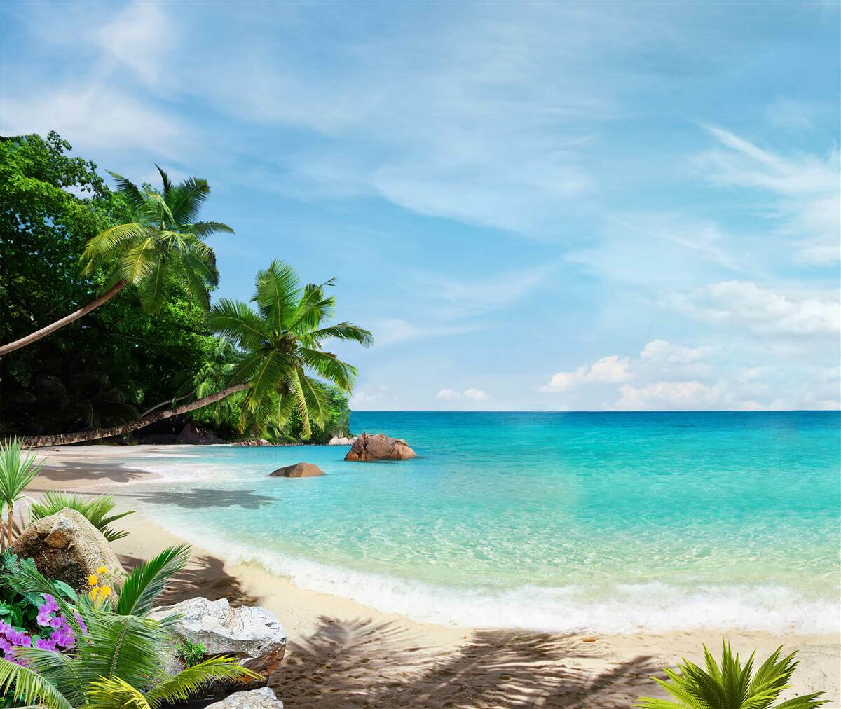 Fototapet plajă cu nisip și suprafața mării