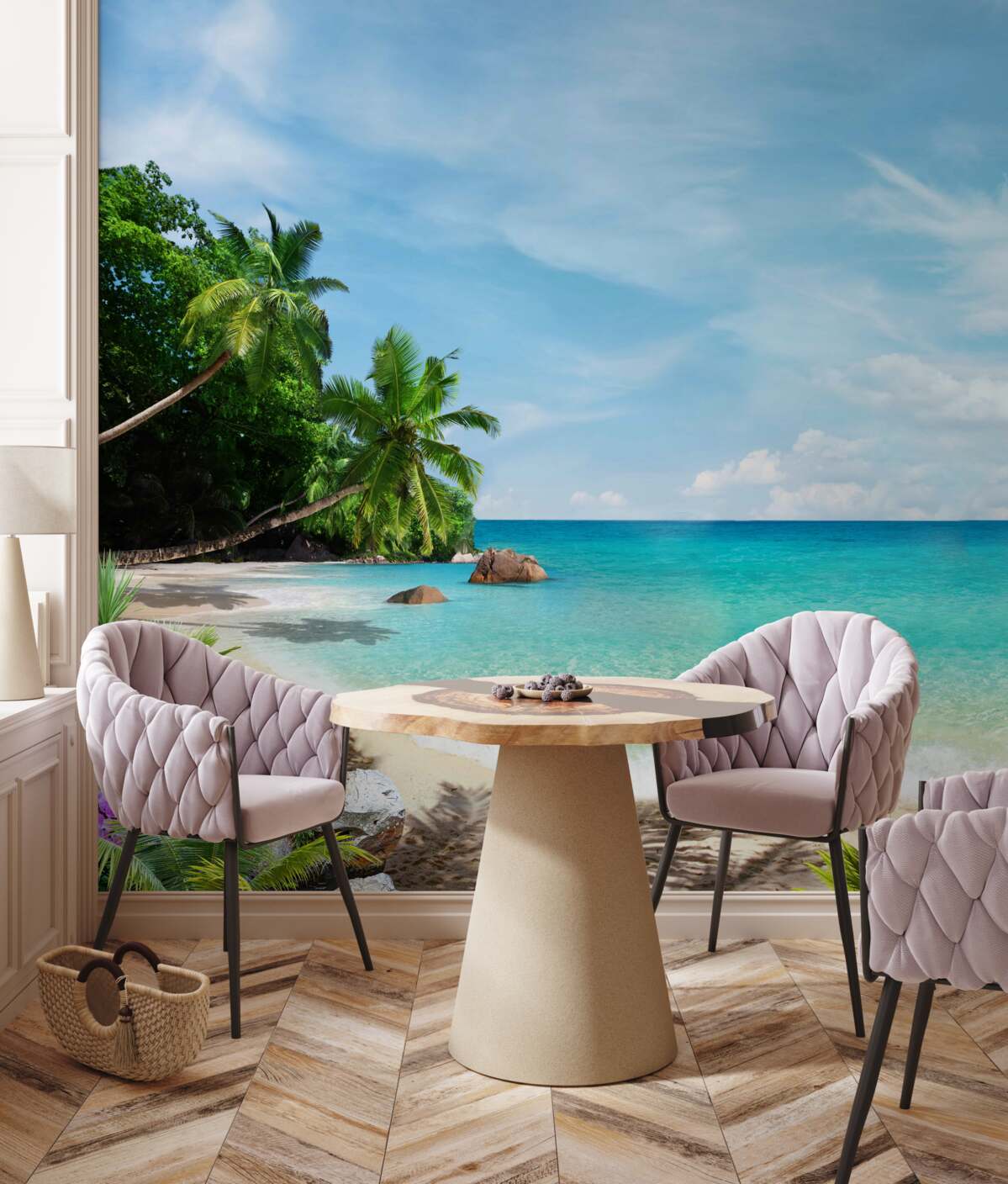 Fototapet plajă cu nisip și suprafața mării