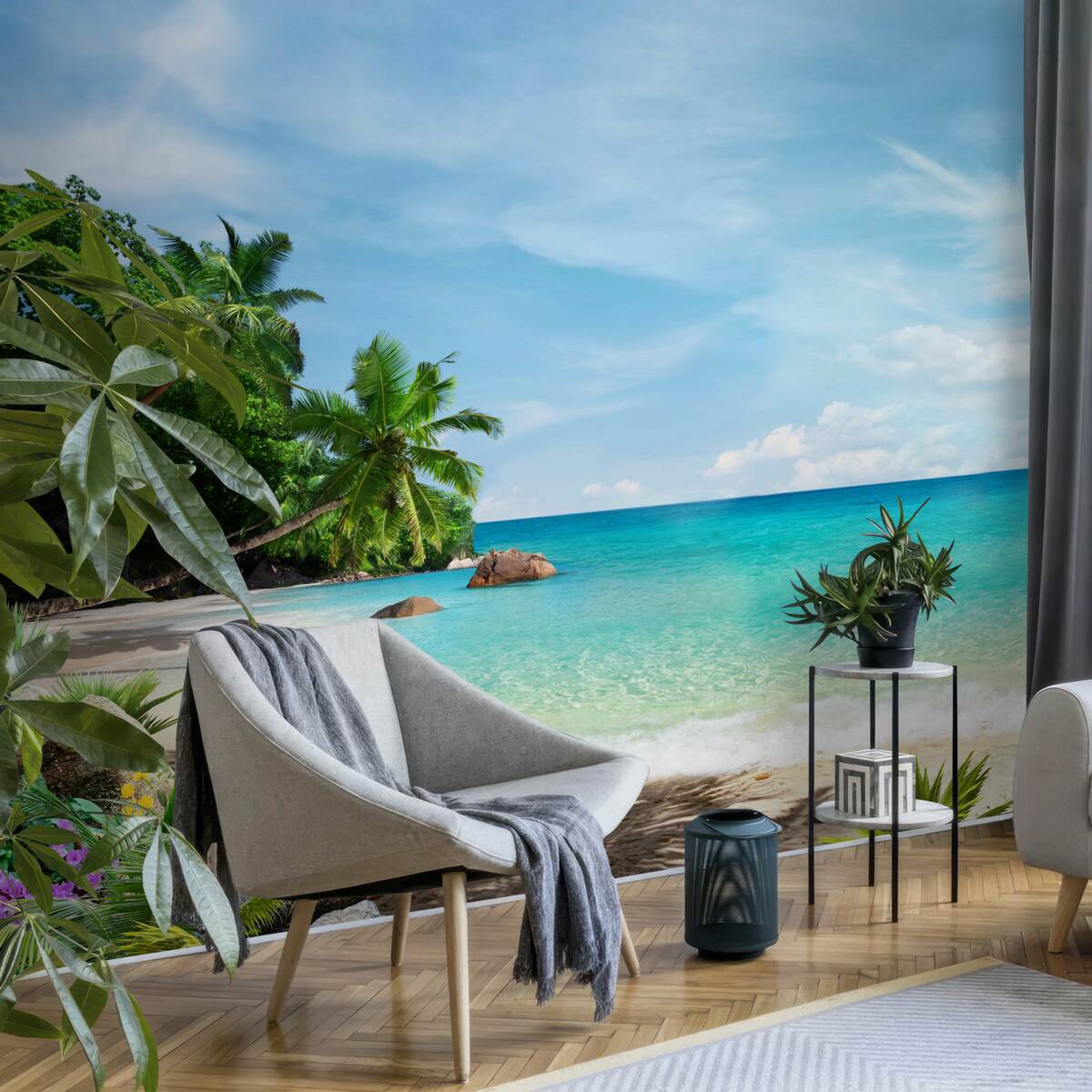 Fototapet plajă cu nisip și suprafața mării