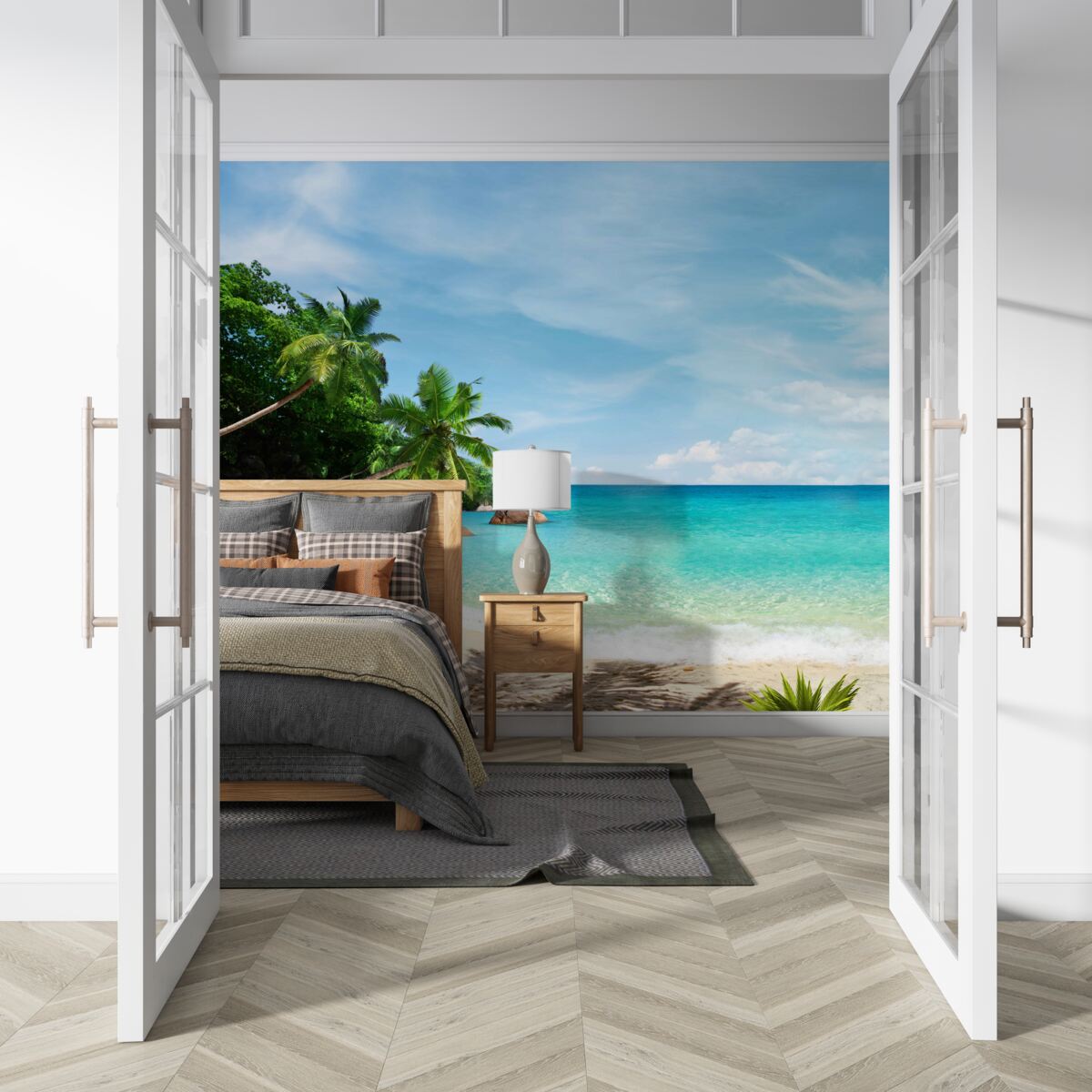 Fototapet plajă cu nisip și suprafața mării