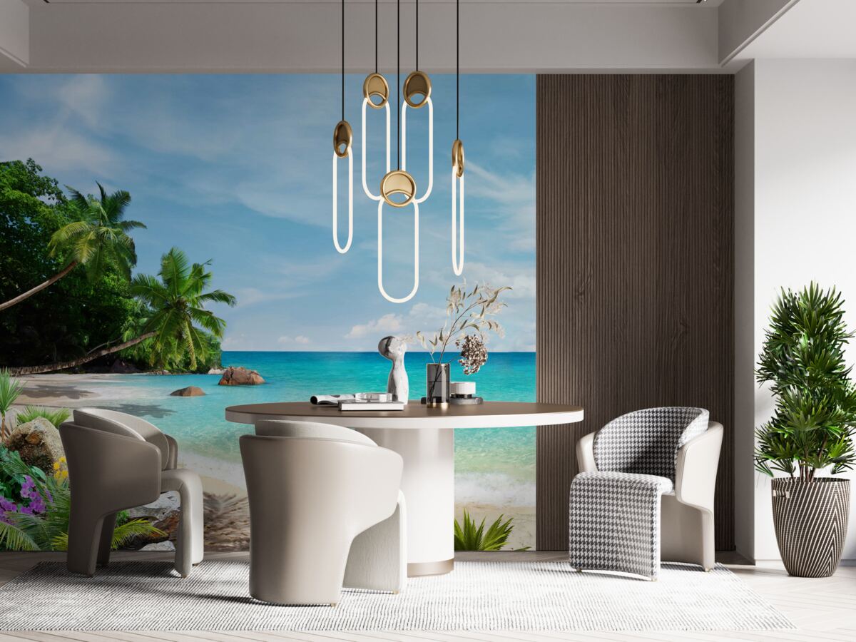 Fototapet plajă cu nisip și suprafața mării