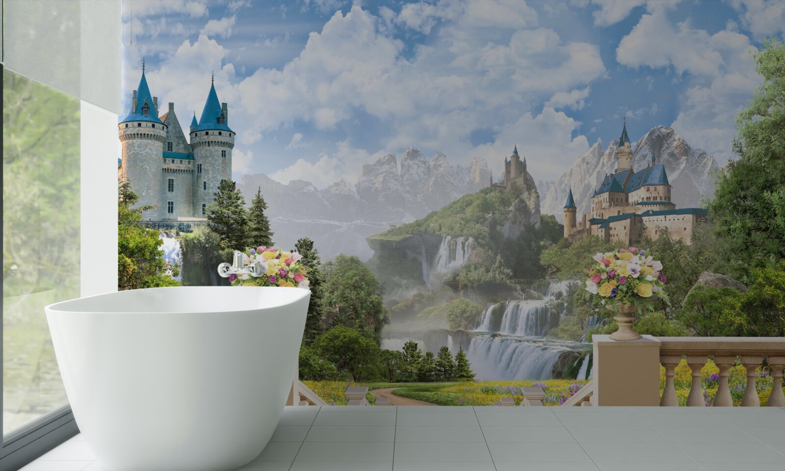Fototapet castele și cascade