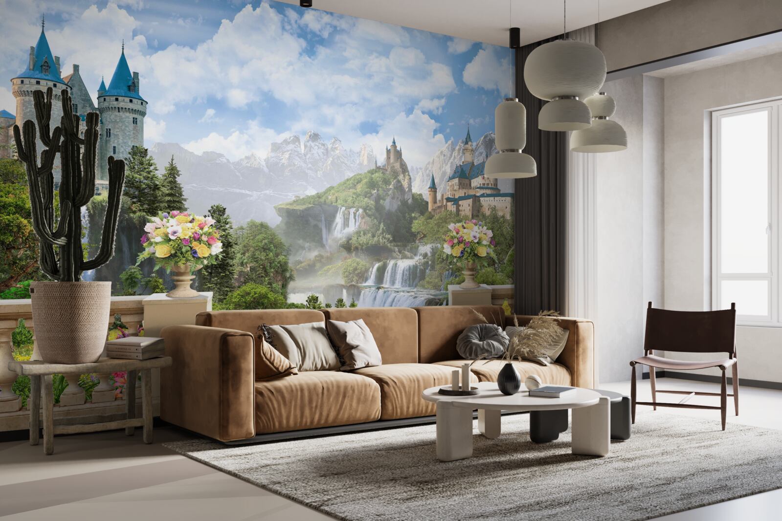 Fototapet castele și cascade