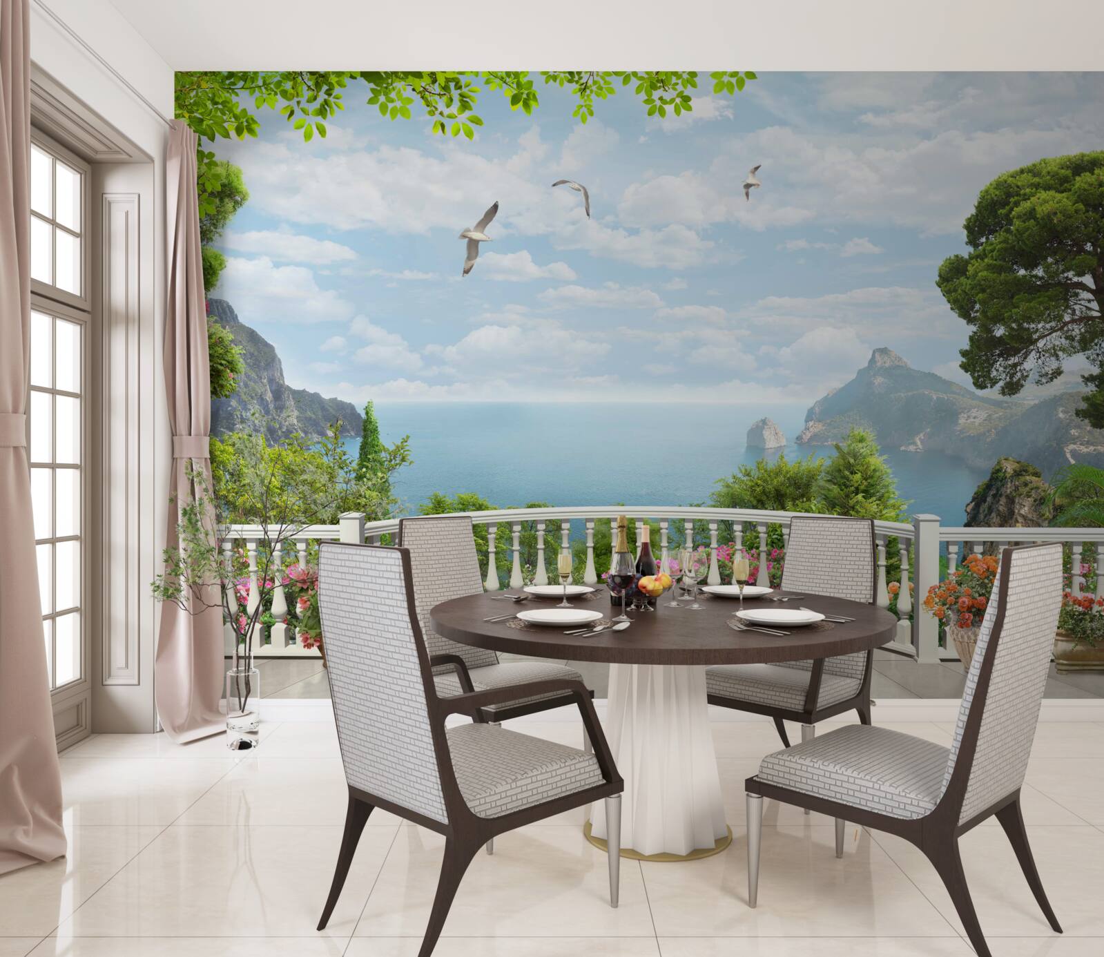 Fototapet vedere panoramică la mare de pe terasă