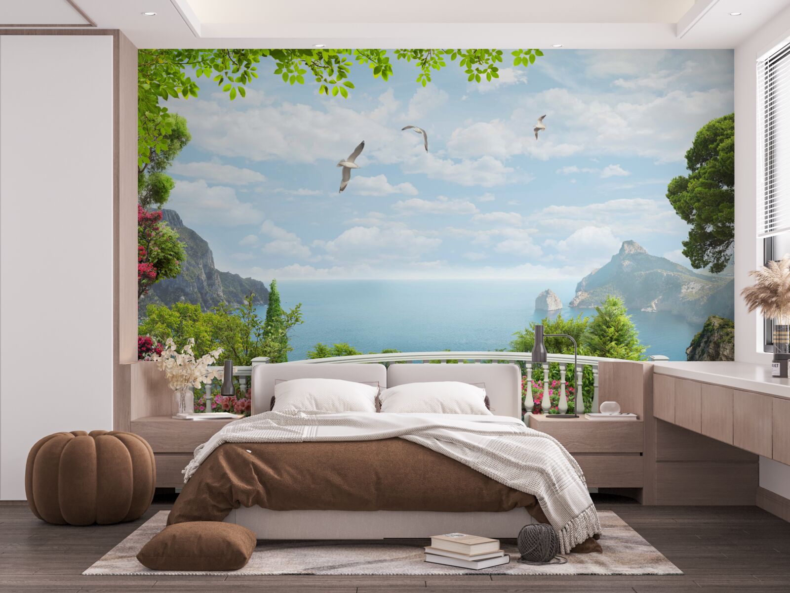 Fototapet vedere panoramică la mare de pe terasă