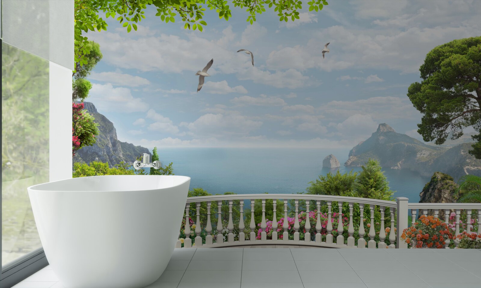 Fototapet vedere panoramică la mare de pe terasă