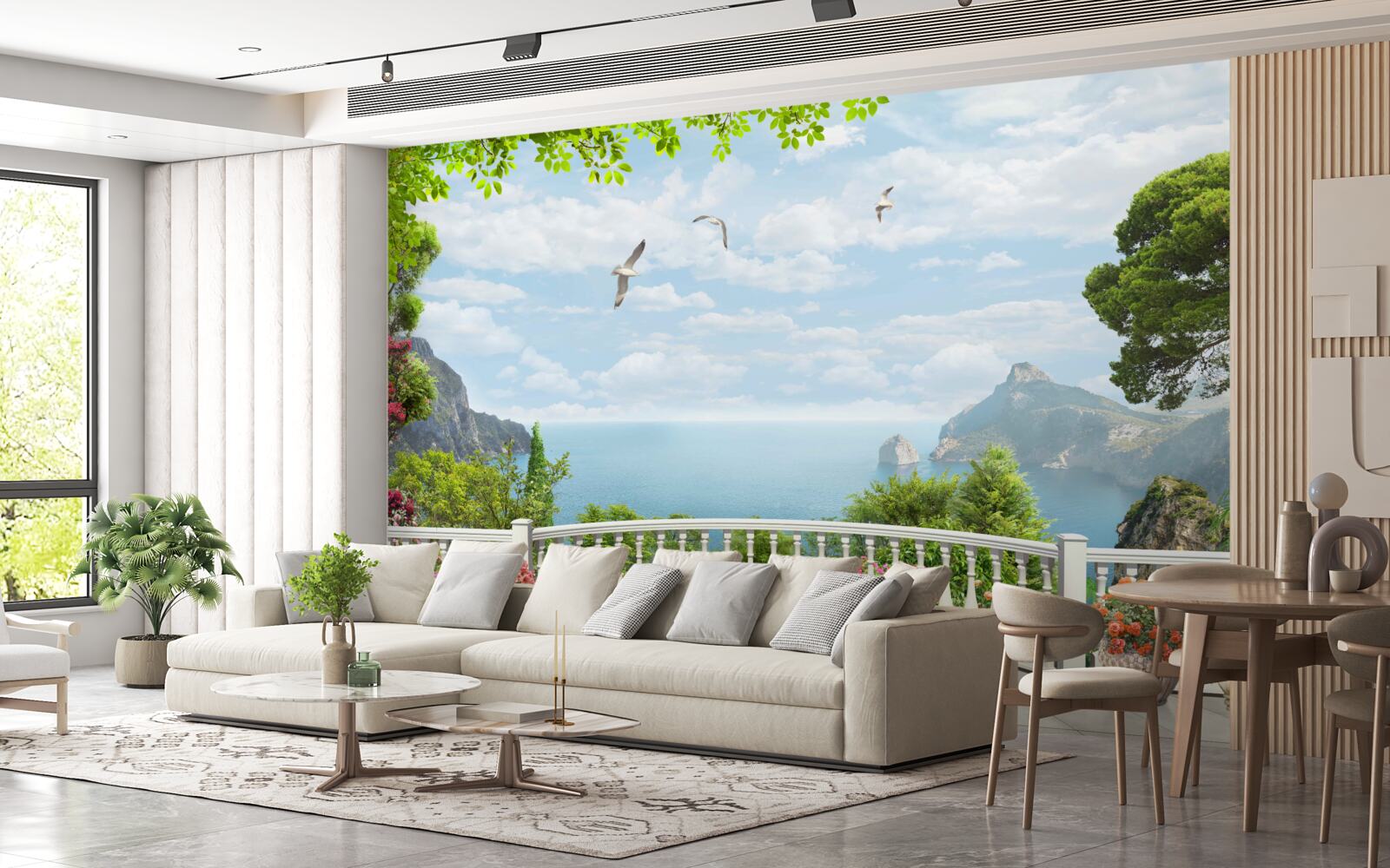 Fototapet vedere panoramică la mare de pe terasă