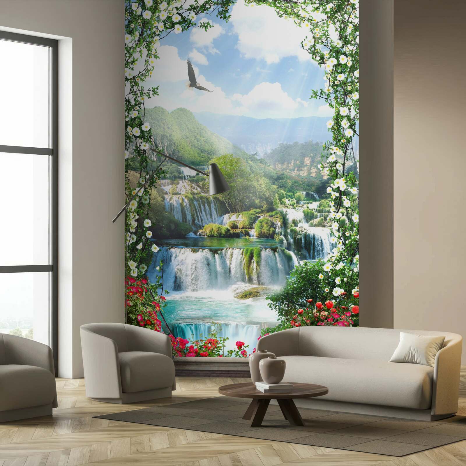 Fototapet peisaj cascadă de la balcon