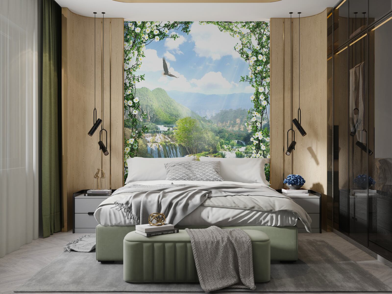 Fototapet peisaj cascadă de la balcon