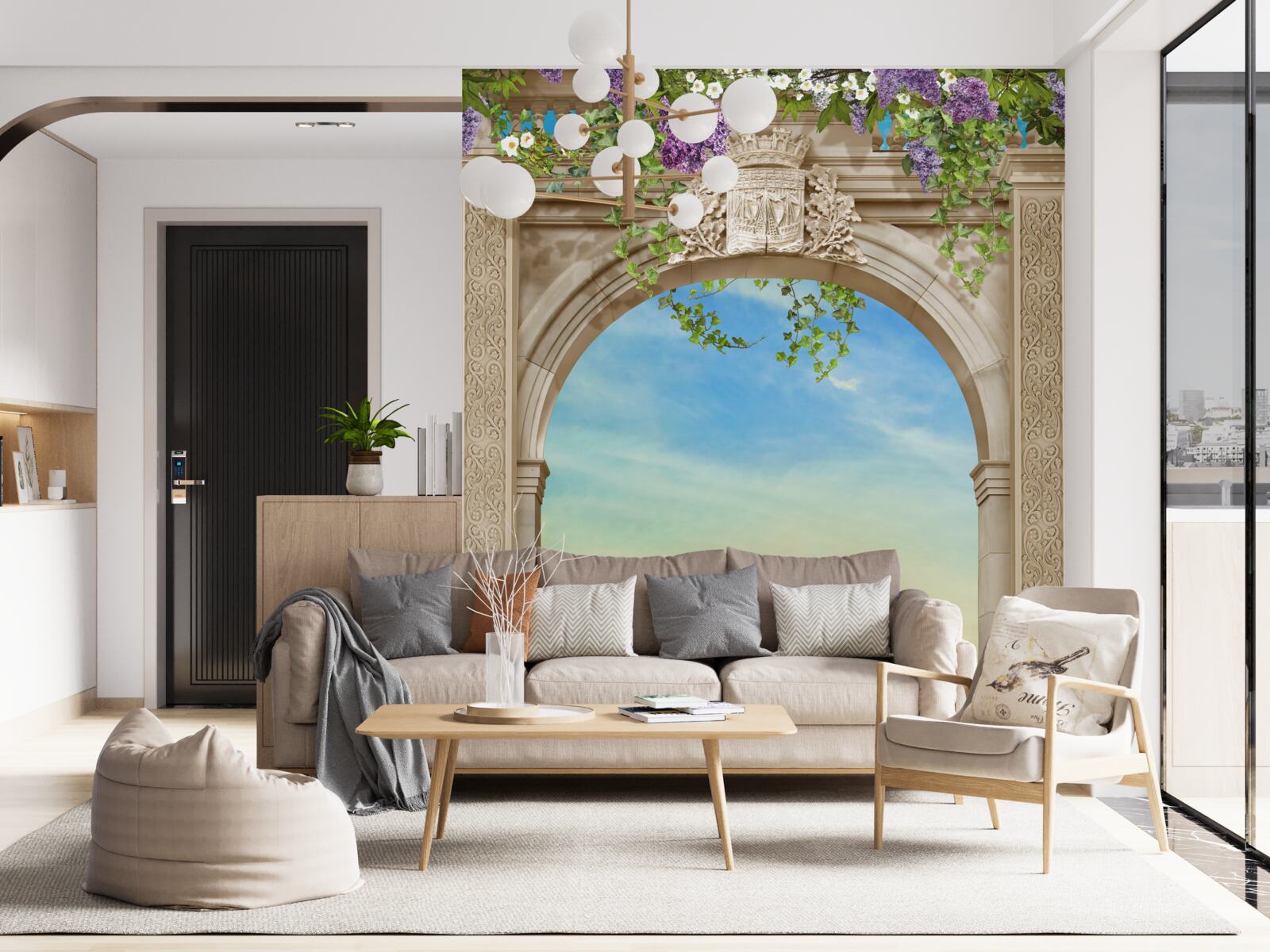 Fototapet peisaj marin de la prova cu o navă care trece