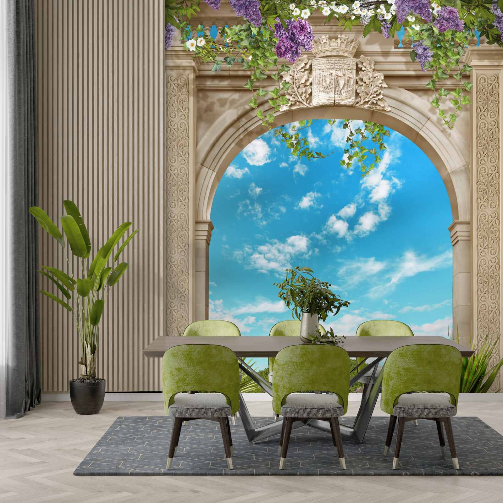 Fototapet panoramă a mării prin arc