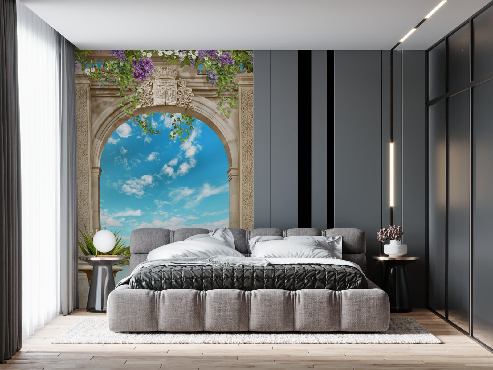 Fototapet panoramă a mării prin arc