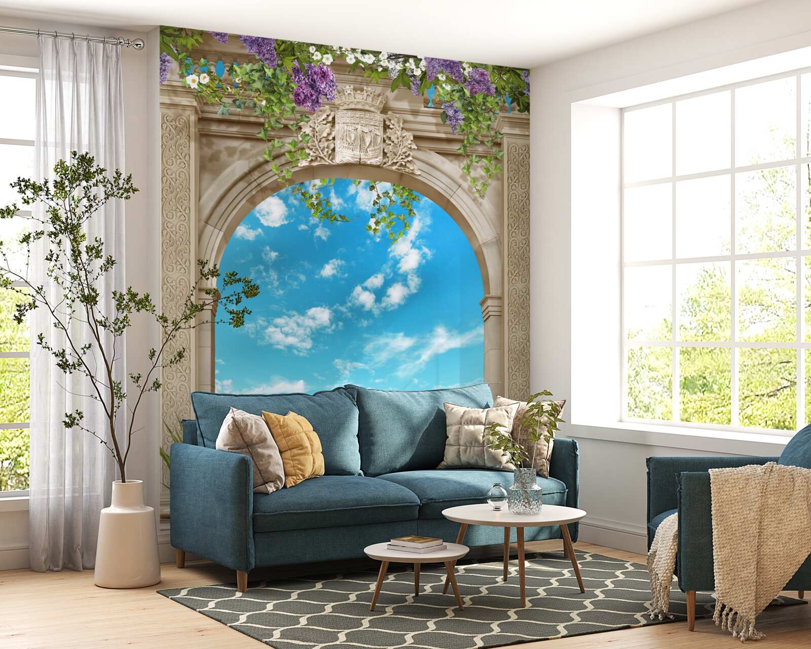 Fototapet panoramă a mării prin arc