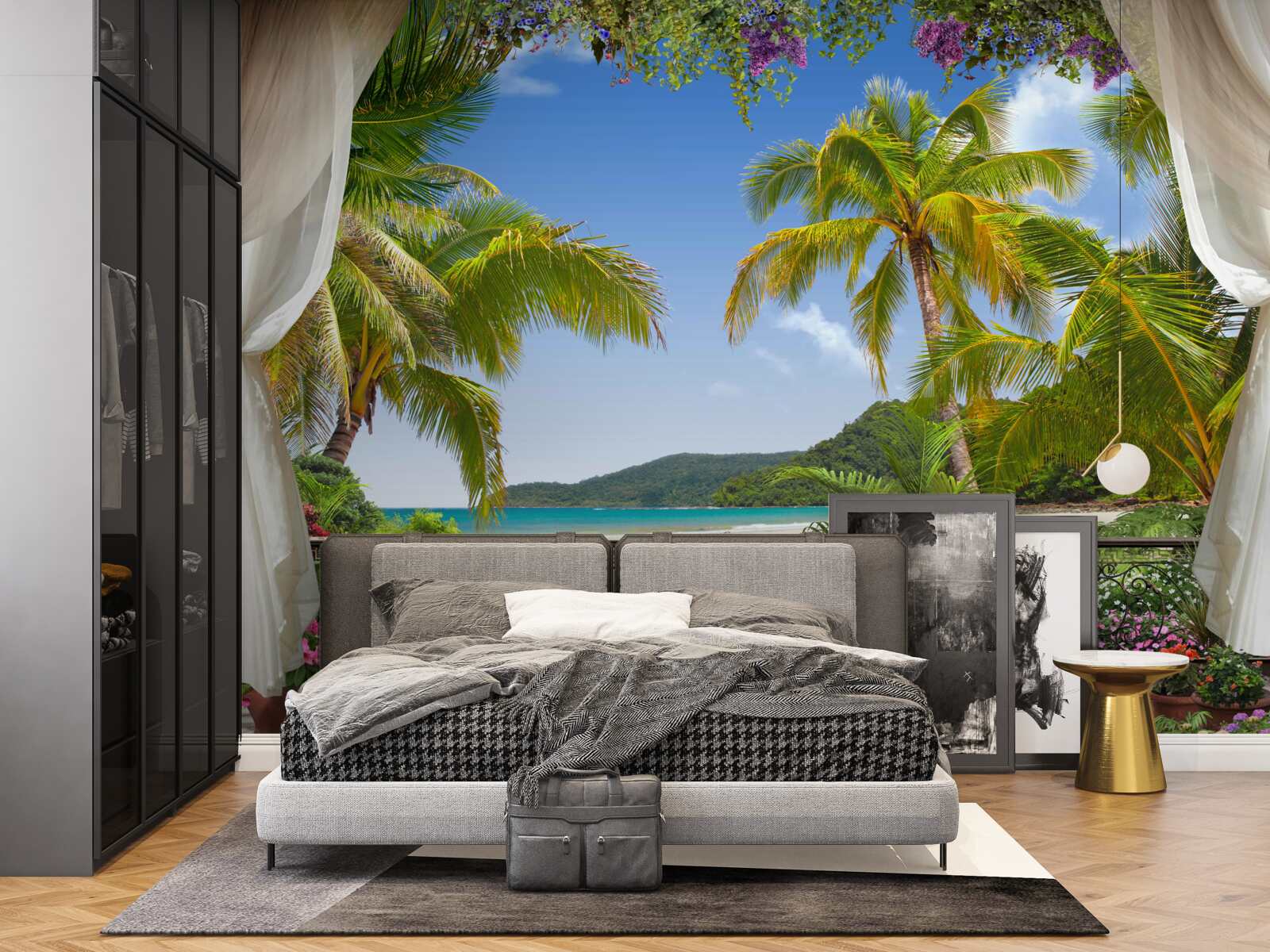 Fototapet peisaj cu palmieri pe plajă