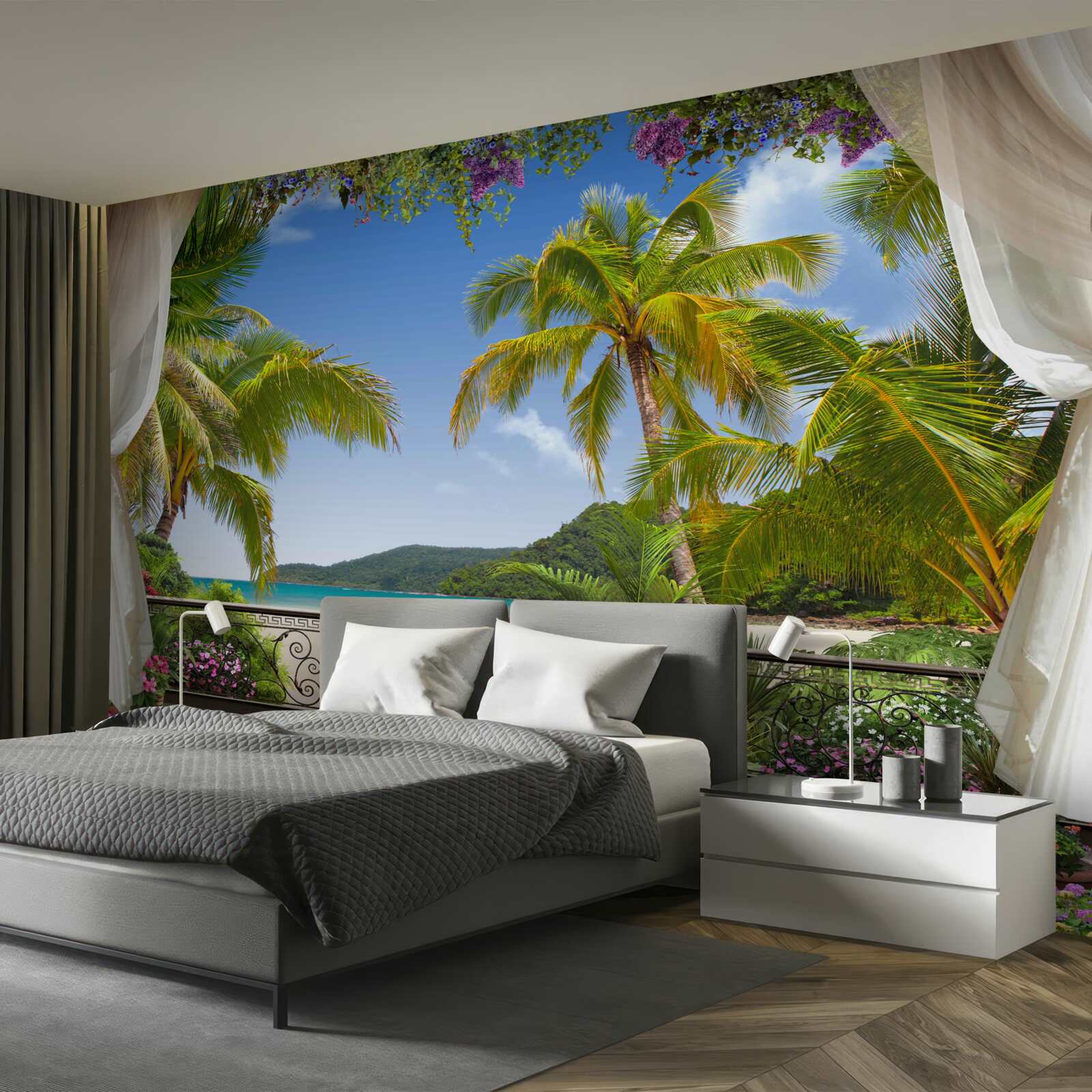 Fototapet peisaj cu palmieri pe plajă