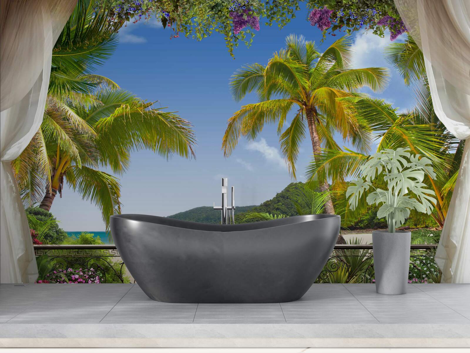 Fototapet peisaj cu palmieri pe plajă