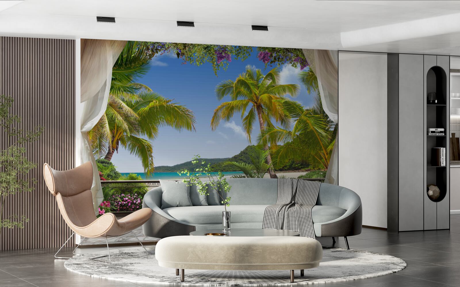 Fototapet peisaj cu palmieri pe plajă